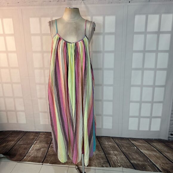 Mara Hoffman rainbow striped long sundress with pockets size medium - Picture 4 of 13
